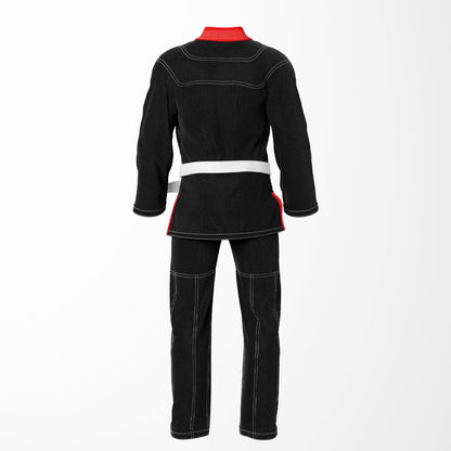 Combat Basic Black with White Stitching and Red Lapel Brazilian Jiu Jitsu Gi (BJJ GI)