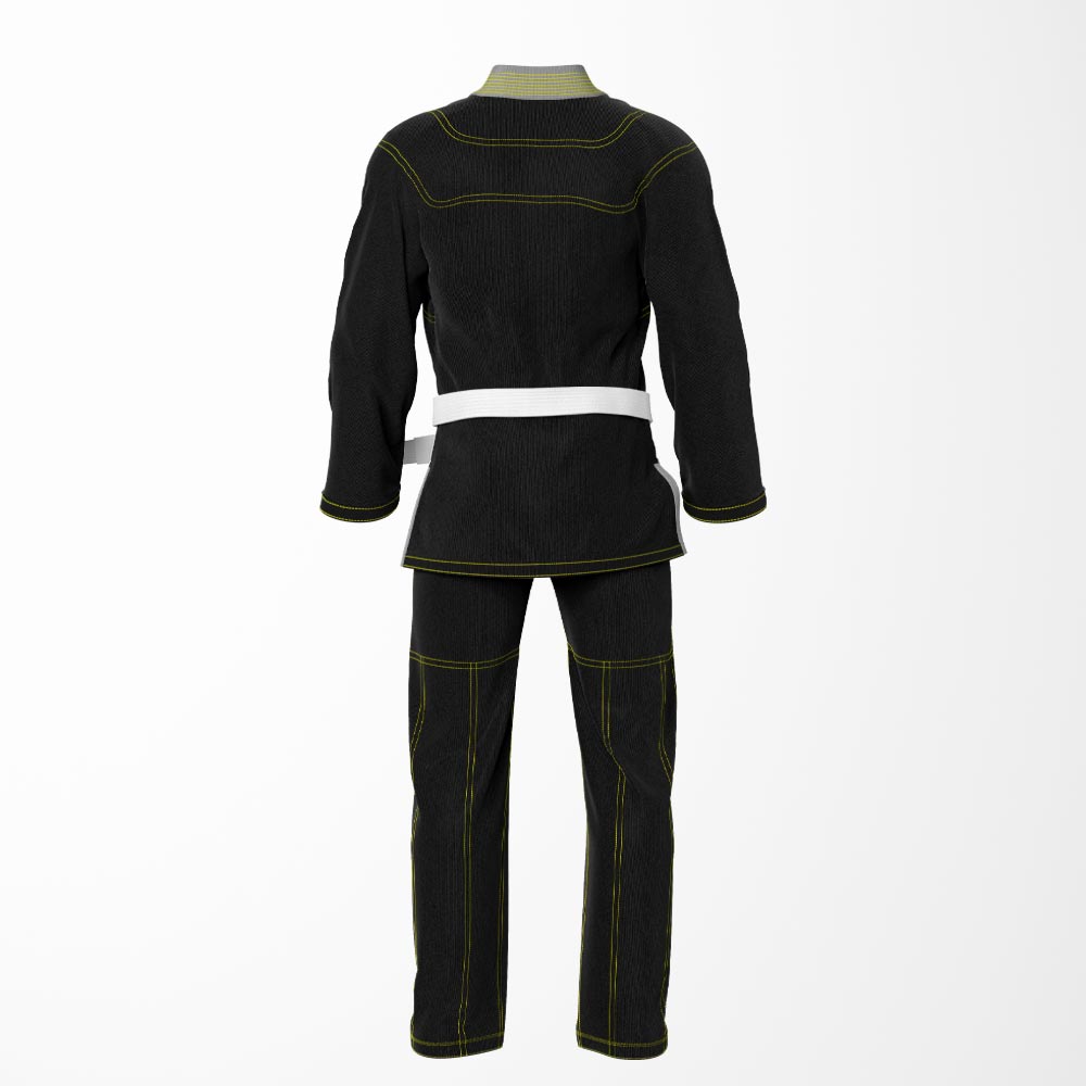 Combat Basic Black with Gold Stitching and Gray Lapel Brazilian Jiu Jitsu Gi (BJJ GI)