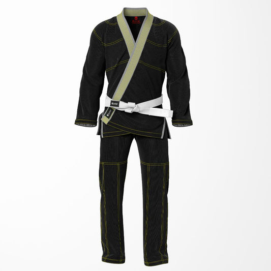 Combat Basic Black with Gold Stitching and Gray Lapel Brazilian Jiu Jitsu Gi (BJJ GI)