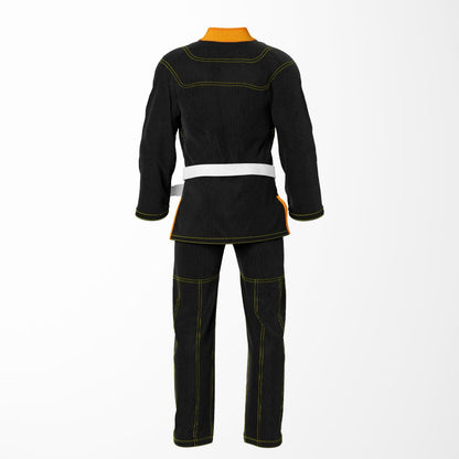 Combat Basic Black with Gold Stitching and Orange Lapel Brazilian Jiu Jitsu Gi (BJJ GI)