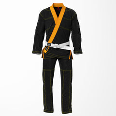 Combat Basic Black with Gold Stitching and Orange Lapel Brazilian Jiu Jitsu Gi (BJJ GI)