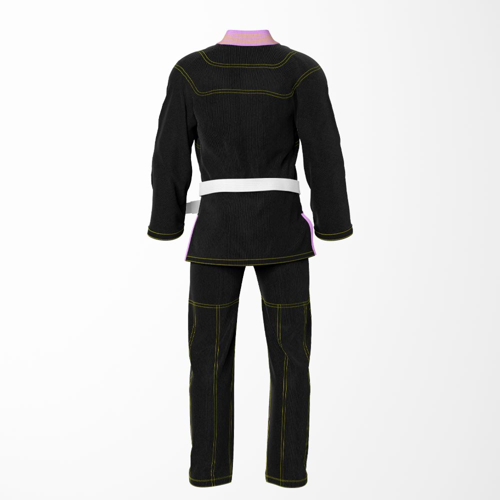 Combat Basic Black with Gold Stitching and Pink Lapel Brazilian Jiu Jitsu Gi (BJJ GI)