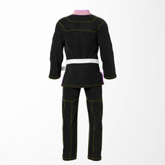 Combat Basic Black with Gold Stitching and Pink Lapel Brazilian Jiu Jitsu Gi (BJJ GI)