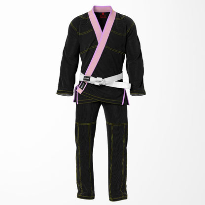 Combat Basic Black with Gold Stitching and Pink Lapel Brazilian Jiu Jitsu Gi (BJJ GI)