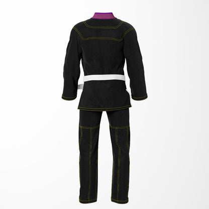 Combat Basic Black with Gold Stitching and Purpal Lapel Brazilian Jiu Jitsu Gi (BJJ GI)