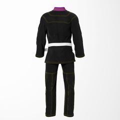 Combat Basic Black with Gold Stitching and Purpal Lapel Brazilian Jiu Jitsu Gi (BJJ GI)