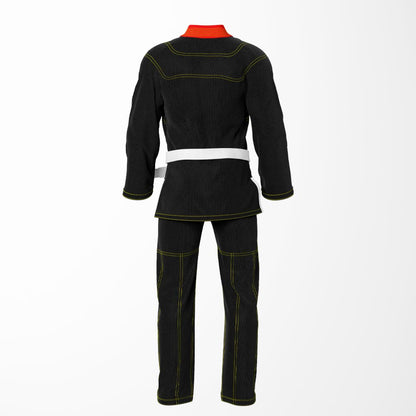 Combat Basic Black with Gold Stitching and Red Lapel Brazilian Jiu Jitsu Gi (BJJ GI)