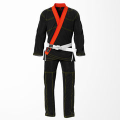 Combat Basic Black with Gold Stitching and Red Lapel Brazilian Jiu Jitsu Gi (BJJ GI)