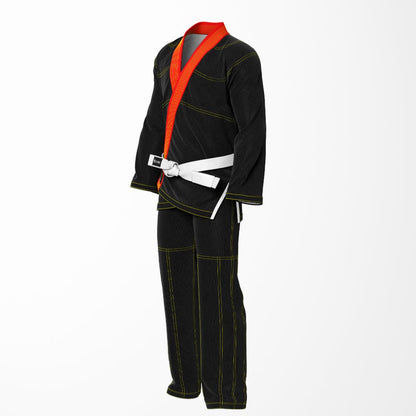 Combat Basic Black with Gold Stitching and Red Lapel Brazilian Jiu Jitsu Gi (BJJ GI)