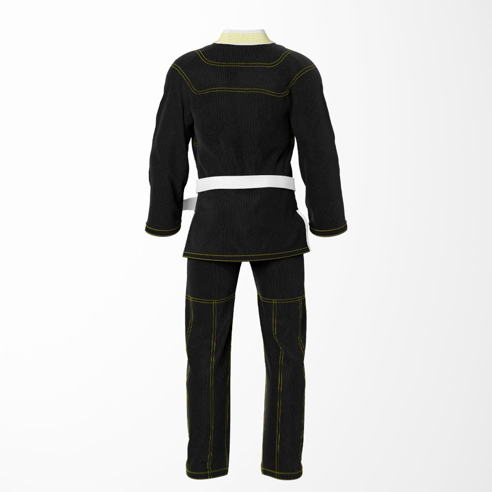 Combat Basic Black with Gold Stitching and White Lapel Brazilian Jiu Jitsu Gi (BJJ GI)