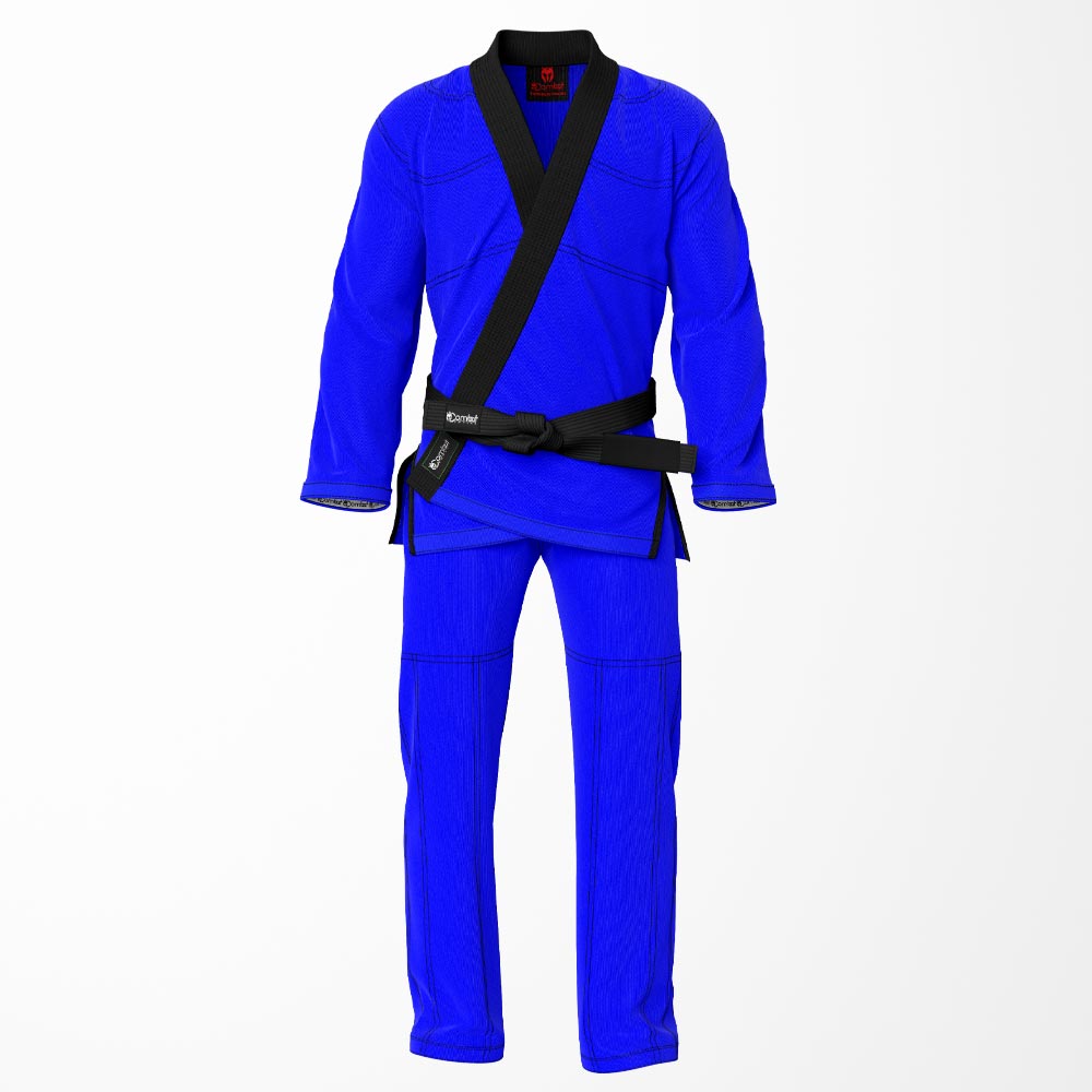 Combat Basic Blue with Black Stitching and Black Lapel Brazilian Jiu Jitsu Gi (BJJ GI)