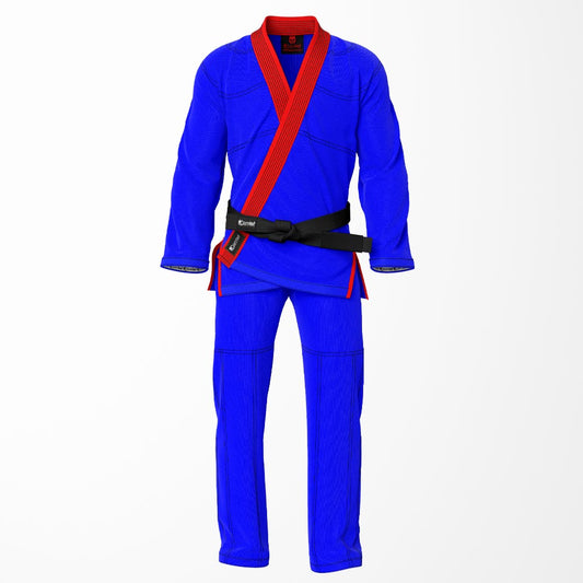 Combat Basic Blue with Black Stitching and Red Lapel Brazilian Jiu Jitsu Gi (BJJ GI)
