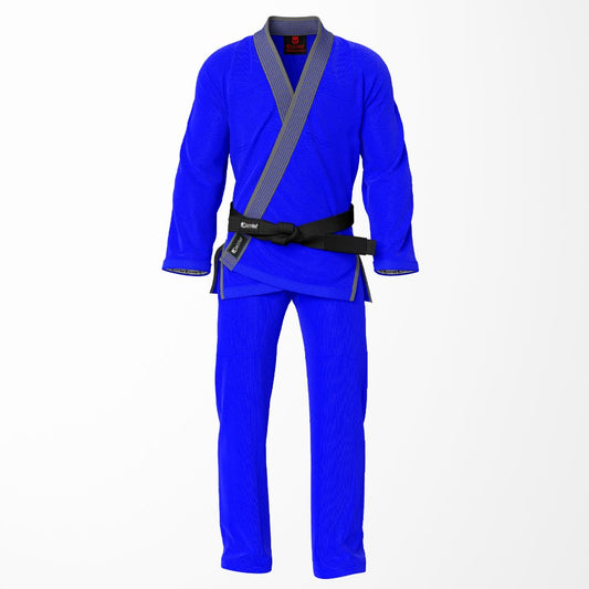 Combat Basic Blue with Blue Stitching and Gray Lapel Brazilian Jiu Jitsu Gi (BJJ GI)