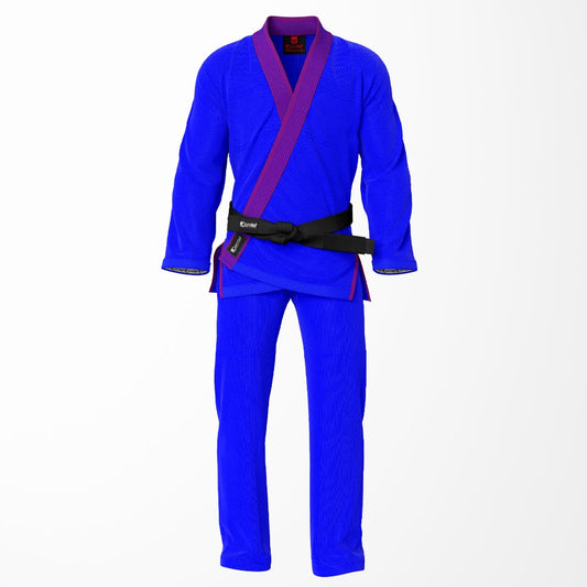 Combat Basic Blue with Blue Stitching and Purple Lapel Brazilian Jiu Jitsu Gi (BJJ GI)