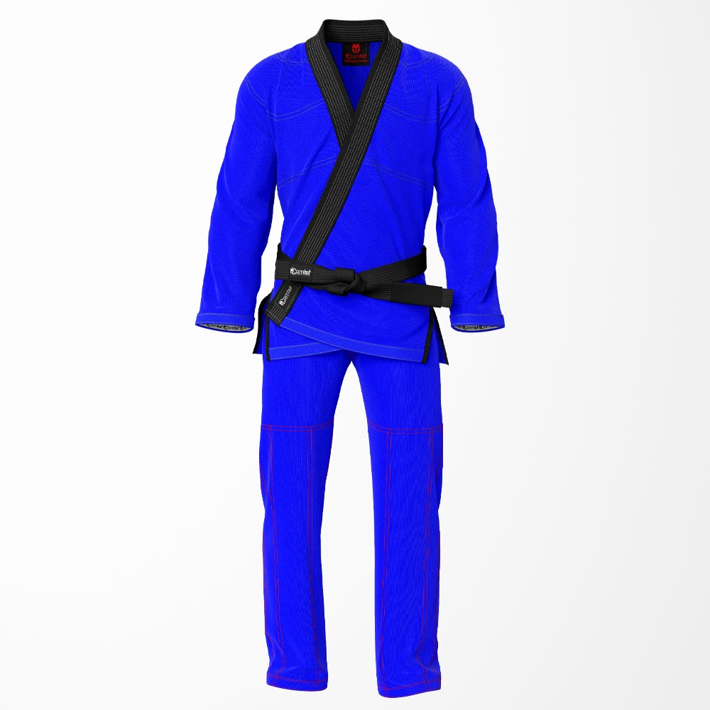 Combat Basic Blue with Gray Stitching and Black Lapel Brazilian Jiu Jitsu Gi (BJJ GI)
