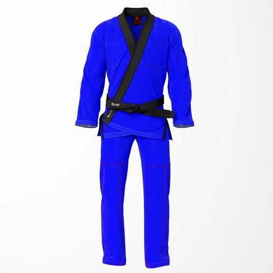 Combat Basic Blue with Gray Stitching and Black Lapel Brazilian Jiu Jitsu Gi (BJJ GI)