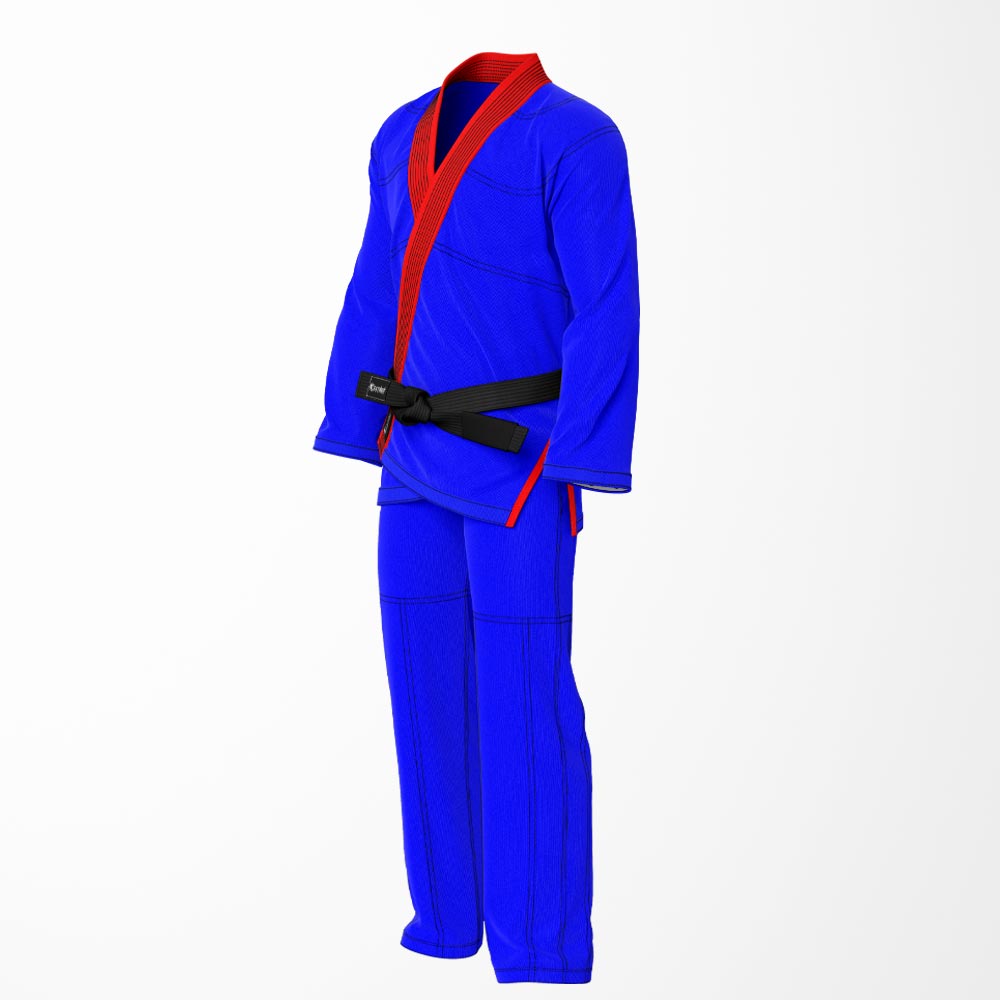 Combat Basic Blue with Black Stitching and Red Lapel Brazilian Jiu Jitsu Gi (BJJ GI)