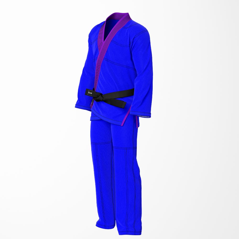 Combat Basic Blue with Black Stitching and Purple Lapel Brazilian Jiu Jitsu Gi (BJJ GI)