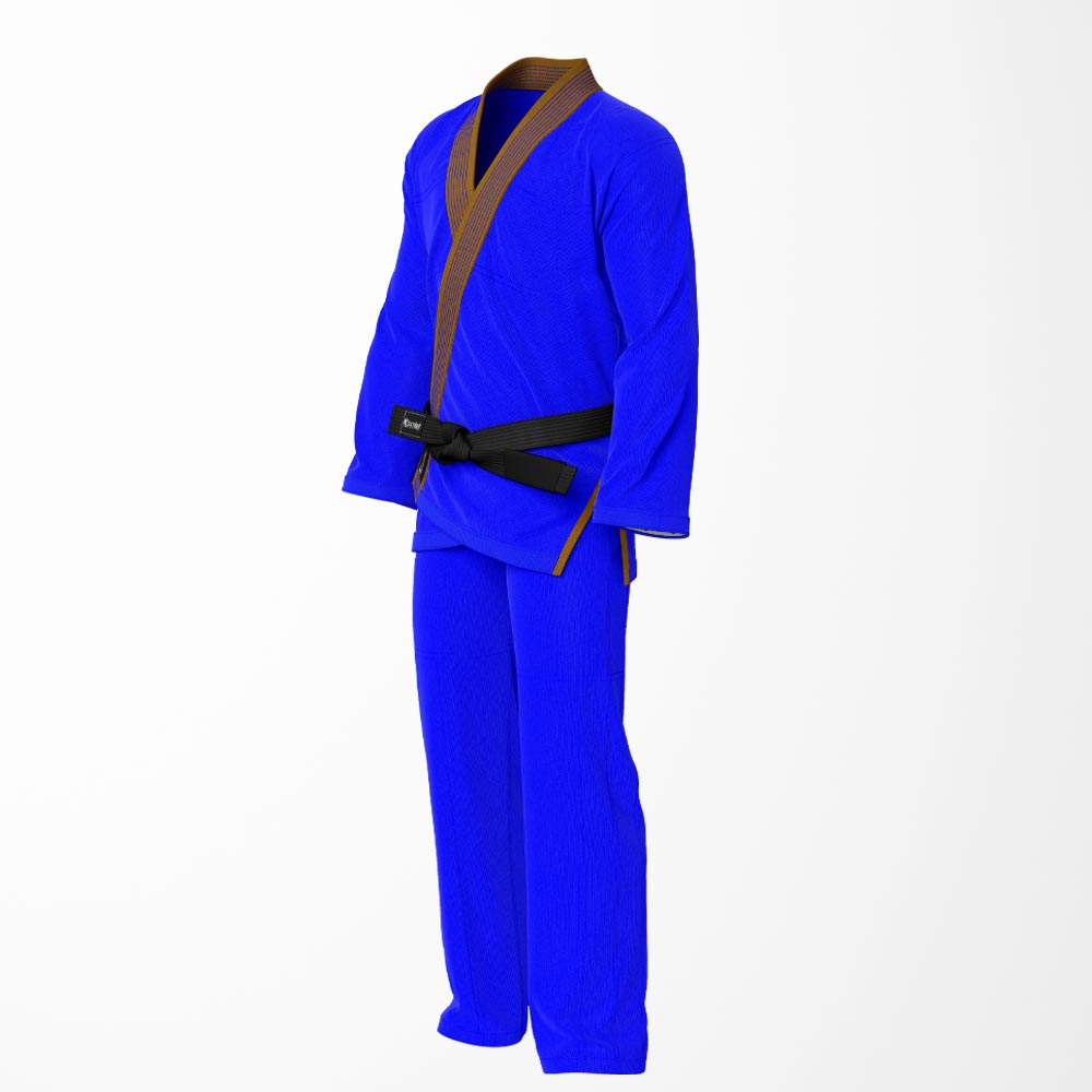 Combat Basic Blue with Blue Stitching and Brown Lapel Brazilian Jiu Jitsu Gi (BJJ GI)