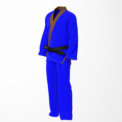 Combat Basic Blue with Blue Stitching and Brown Lapel Brazilian Jiu Jitsu Gi (BJJ GI)