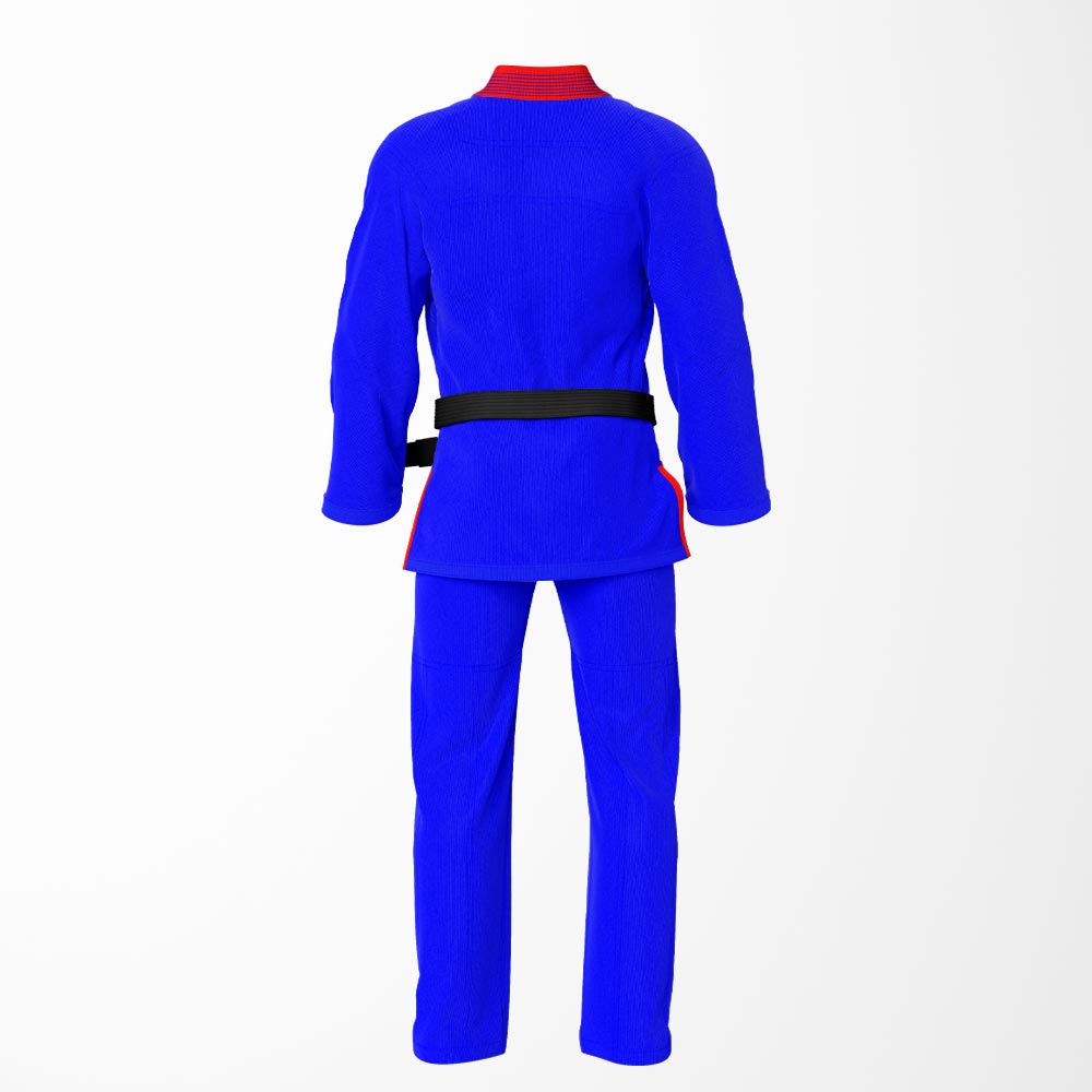 Combat Basic Blue with Blue Stitching and Red Lapel Brazilian Jiu Jitsu Gi (BJJ GI)