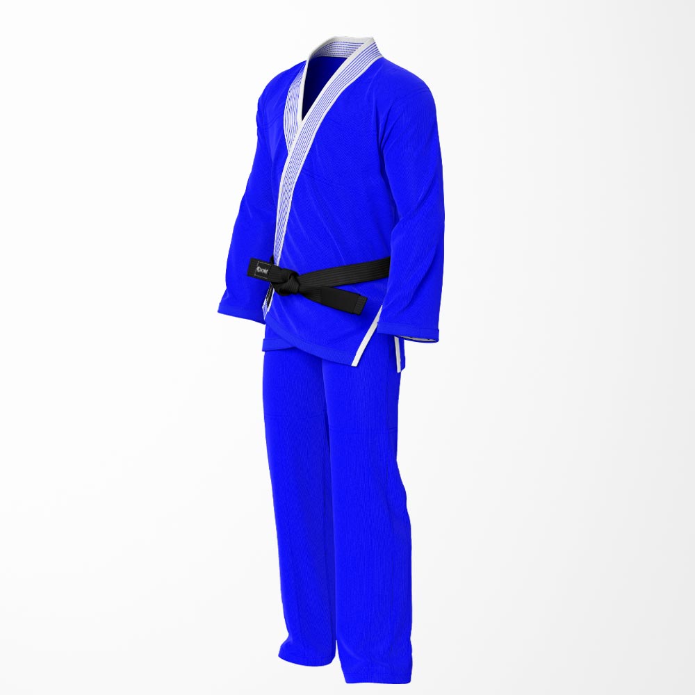 Combat Basic Blue with Blue Stitching and White Lapel Brazilian Jiu Jitsu Gi (BJJ GI)