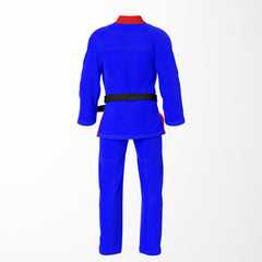 Combat Basic Blue with Gray Stitching and Red Lapel Brazilian Jiu Jitsu Gi (BJJ GI)