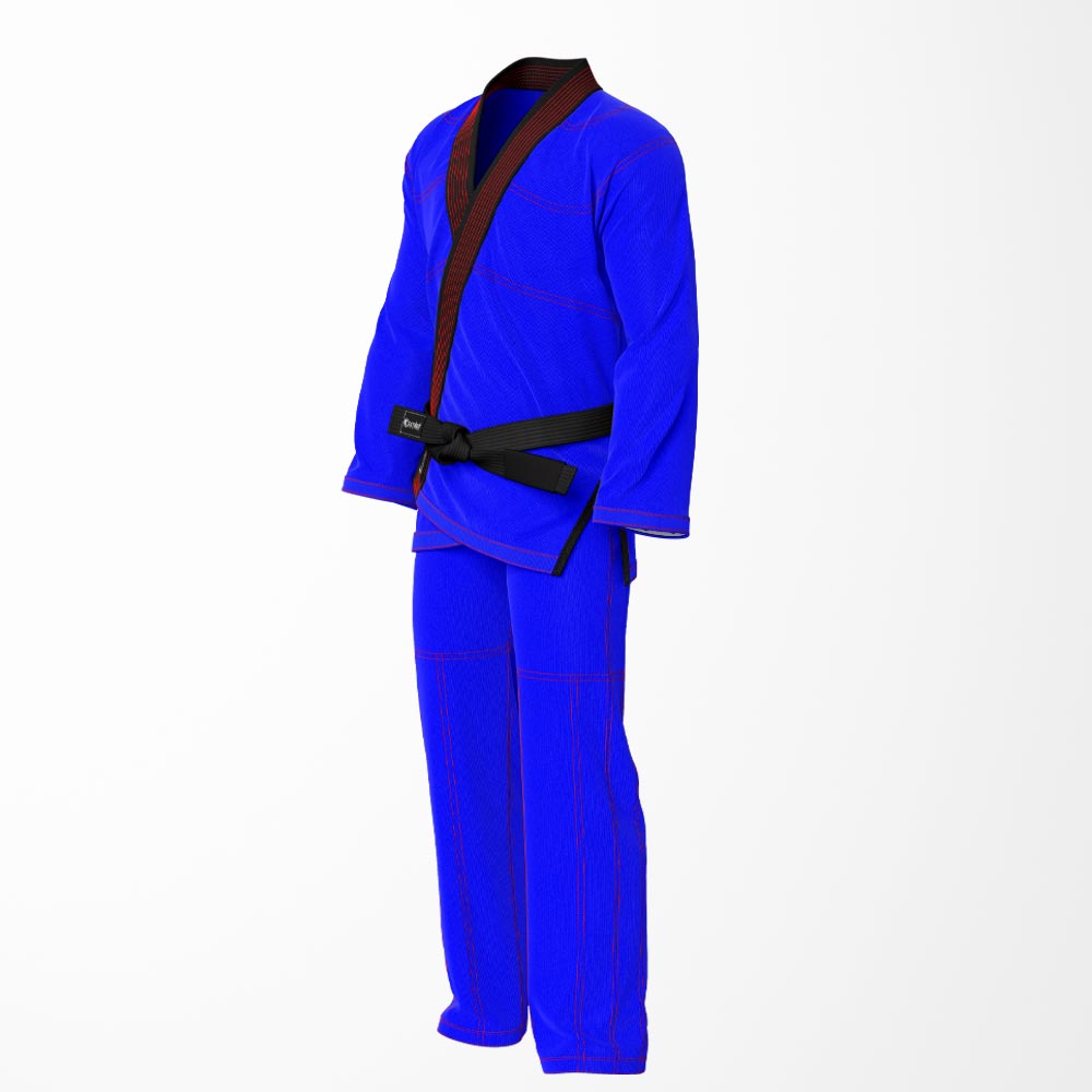 Combat Basic Blue with Red Stitching and Black Lapel Brazilian Jiu Jitsu Gi (BJJ GI)