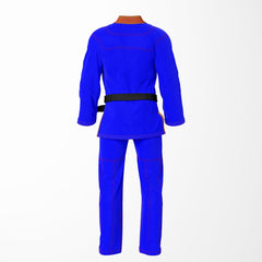 Combat Basic Blue with Red Stitching and Brown Lapel Brazilian Jiu Jitsu Gi (BJJ GI)