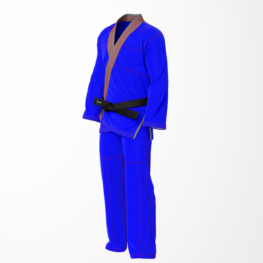 Combat Basic Blue with Red Stitching and Gray Lapel Brazilian Jiu Jitsu Gi (BJJ GI)
