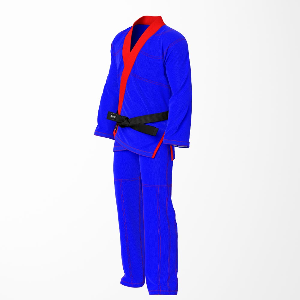 Combat Basic Blue with Red Stitching and Red Lapel Brazilian Jiu Jitsu Gi (BJJ GI)