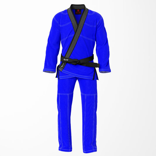 Combat Basic Blue with White Stitching and Black Lapel Brazilian Jiu Jitsu Gi (BJJ GI)