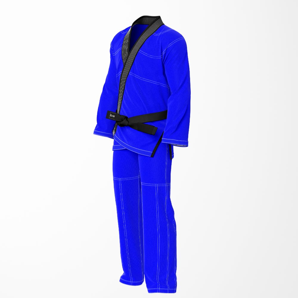 Combat Basic Blue with White Stitching and Black Lapel Brazilian Jiu Jitsu Gi (BJJ GI)