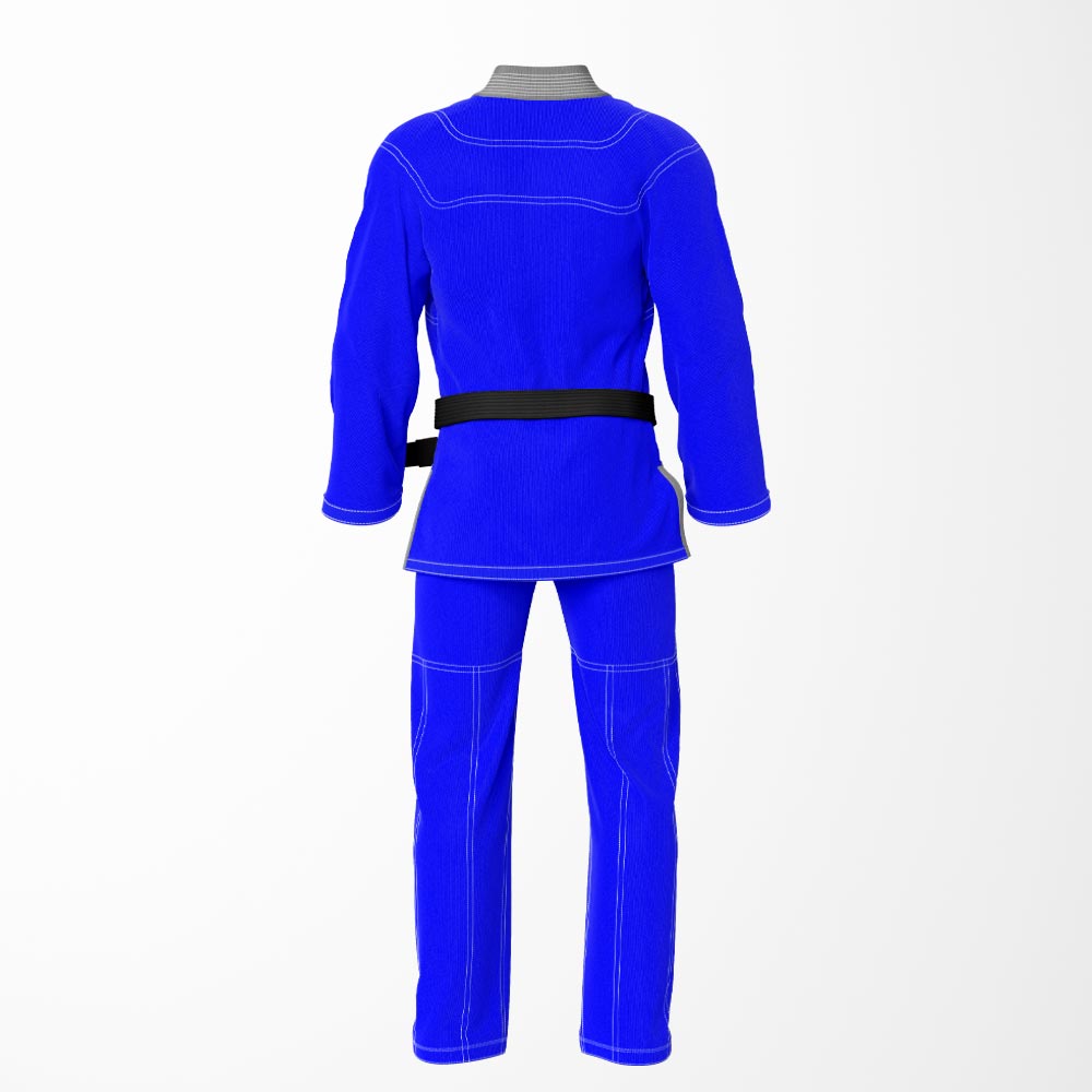Combat Basic Blue with White Stitching and Gray Lapel Brazilian Jiu Jitsu Gi (BJJ GI)