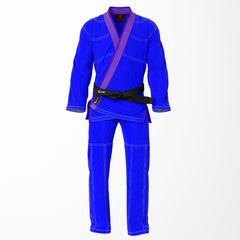 Combat Basic Blue with White Stitching and Purple Lapel Brazilian Jiu Jitsu Gi (BJJ GI)