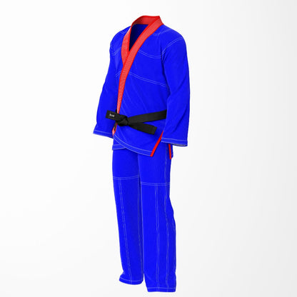 Combat Basic Blue with White Stitching and Red Lapel Brazilian Jiu Jitsu Gi (BJJ GI)