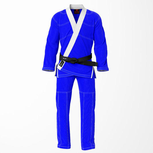 Combat Basic Blue with White Stitching and White Lapel Brazilian Jiu Jitsu Gi (BJJ GI)