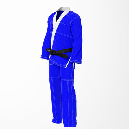 Combat Basic Blue with White Stitching and White Lapel Brazilian Jiu Jitsu Gi (BJJ GI)
