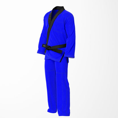 Combat Basic Blue with Gray Stitching and Black Lapel Brazilian Jiu Jitsu Gi (BJJ GI)