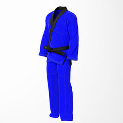 Combat Basic Blue with Gray Stitching and Black Lapel Brazilian Jiu Jitsu Gi (BJJ GI)