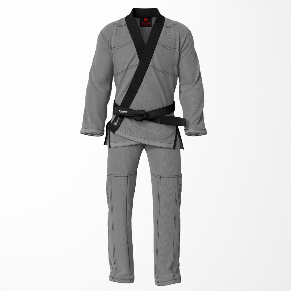 Combat Basic Gray with Black Stitching and Black Lapel Brazilian Jiu Jitsu Gi (BJJ GI)