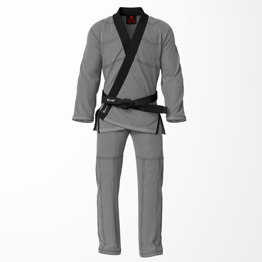 Combat Basic Gray with Black Stitching and Black Lapel Brazilian Jiu Jitsu Gi (BJJ GI)