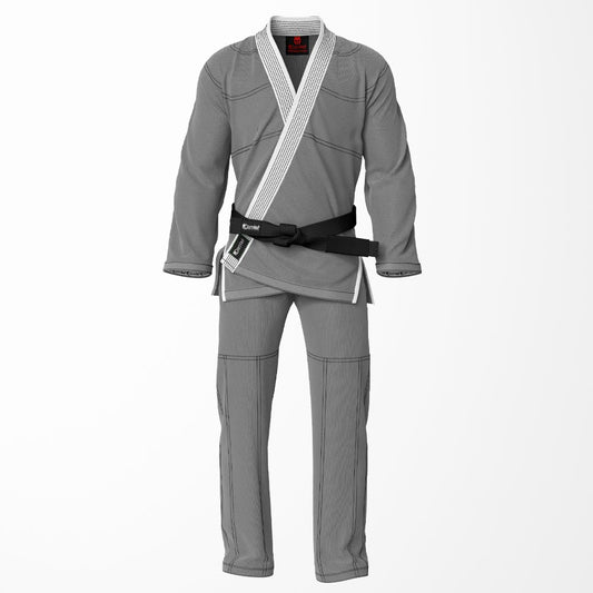 Combat Basic Gray with Black Stitching and White Lapel Brazilian Jiu Jitsu Gi (BJJ GI)
