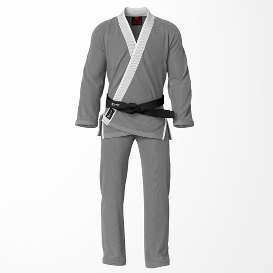 Combat Basic Gray with Gray Stitching and White Lapel Brazilian Jiu Jitsu Gi (BJJ GI)
