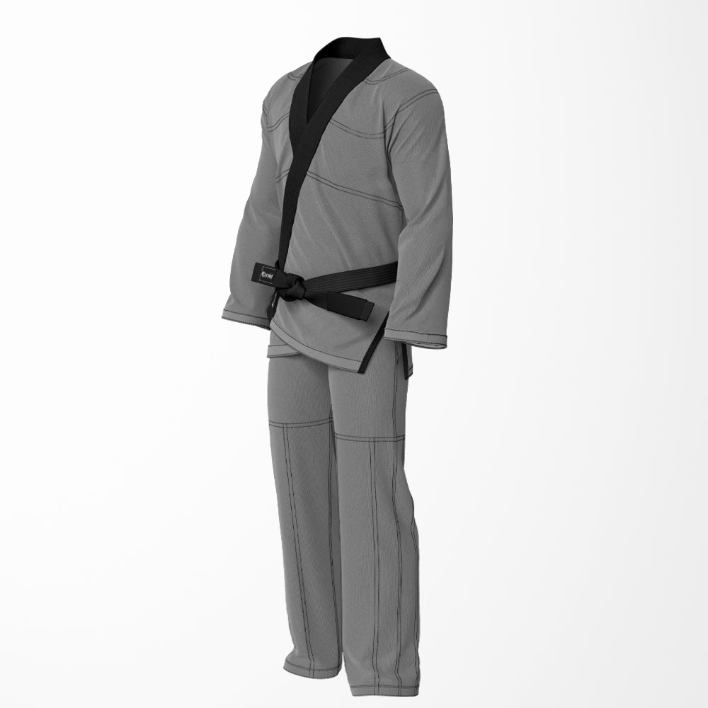 Combat Basic Gray with Black Stitching and Black Lapel Brazilian Jiu Jitsu Gi (BJJ GI)