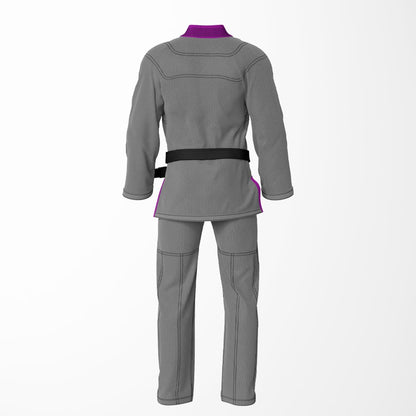 Combat Basic Gray with Black Stitching and Purpal Lapel Brazilian Jiu Jitsu Gi (BJJ GI)