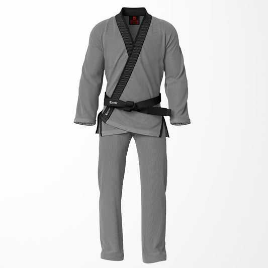 Combat Basic Gray with Gray Stitching and Black Lapel Brazilian Jiu Jitsu Gi (BJJ GI)