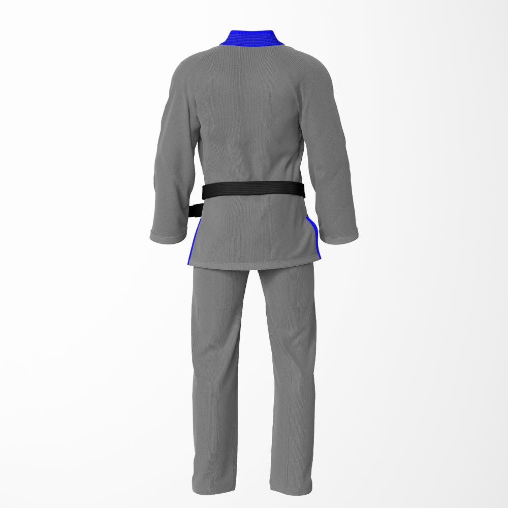Combat Basic Gray with Gray Stitching and Blue Lapel Brazilian Jiu Jitsu Gi (BJJ GI)
