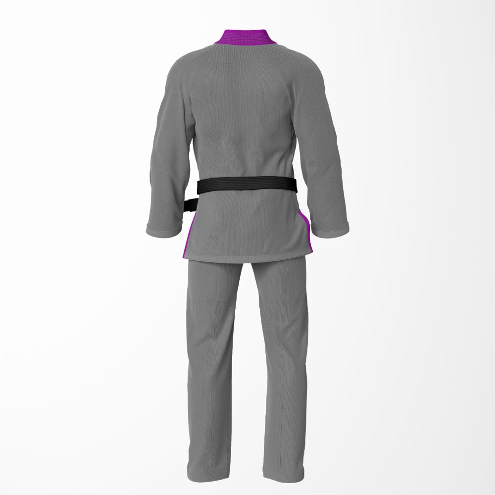 Combat Basic Gray with Gray Stitching and Purpal Lapel Brazilian Jiu Jitsu Gi (BJJ GI)