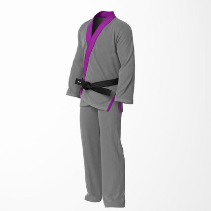 Combat Basic Gray with Gray Stitching and Purpal Lapel Brazilian Jiu Jitsu Gi (BJJ GI)
